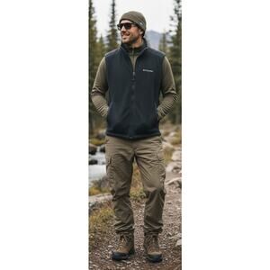 Columbia Men Medium Black Fleece Cathedral Peak II Full Zip Gorpcore Vest